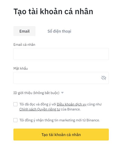 cach dang ky Binance